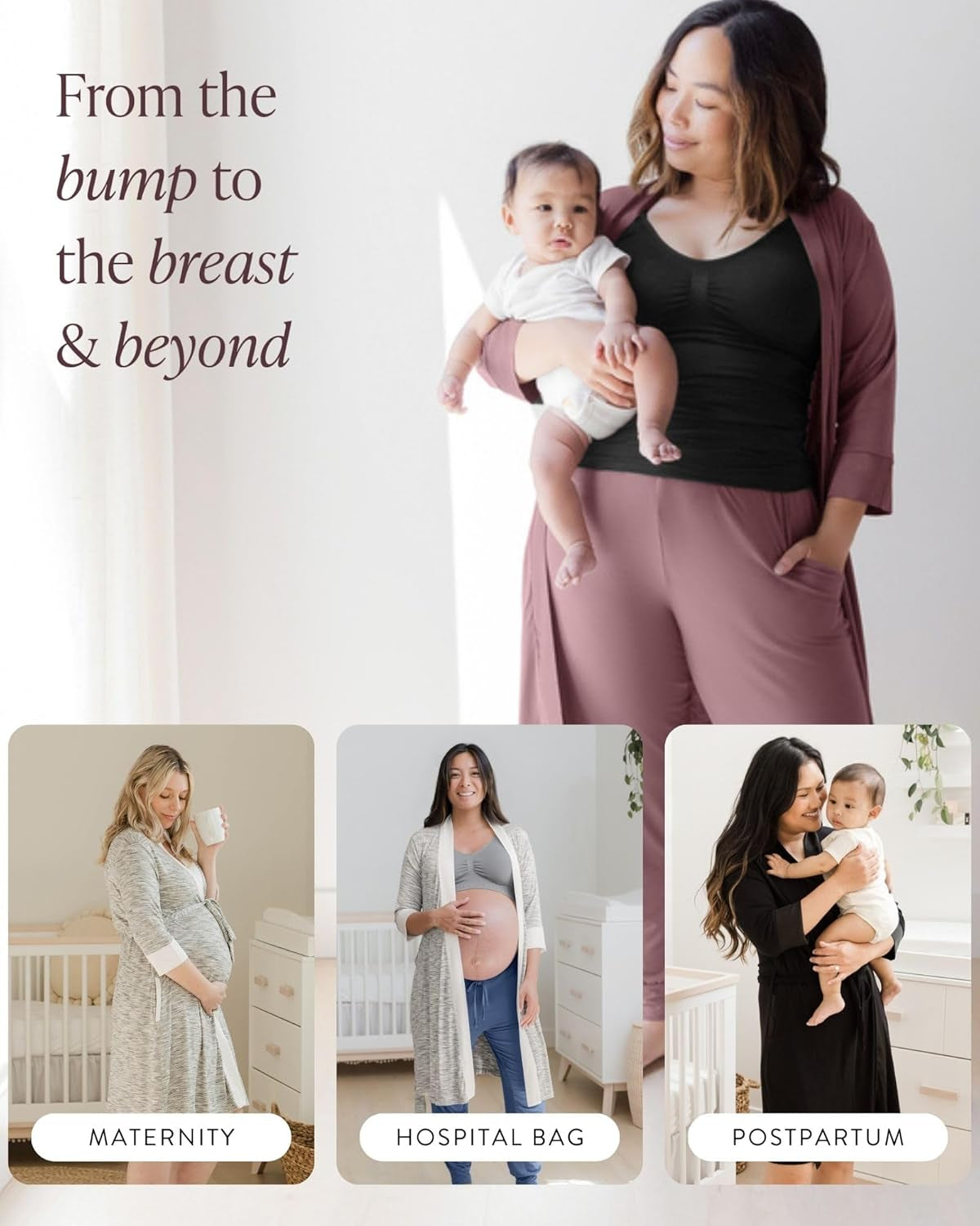 Emmaline Maternity & Nursing Robe Hospital Bag/Delivery Essential