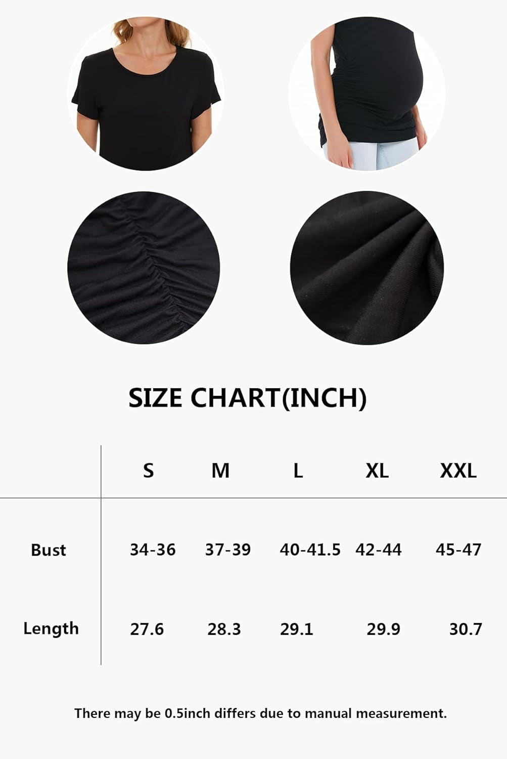 Women'S Maternity Tops Side Ruched Tunic T-Shirt Pregnancy Clothes
