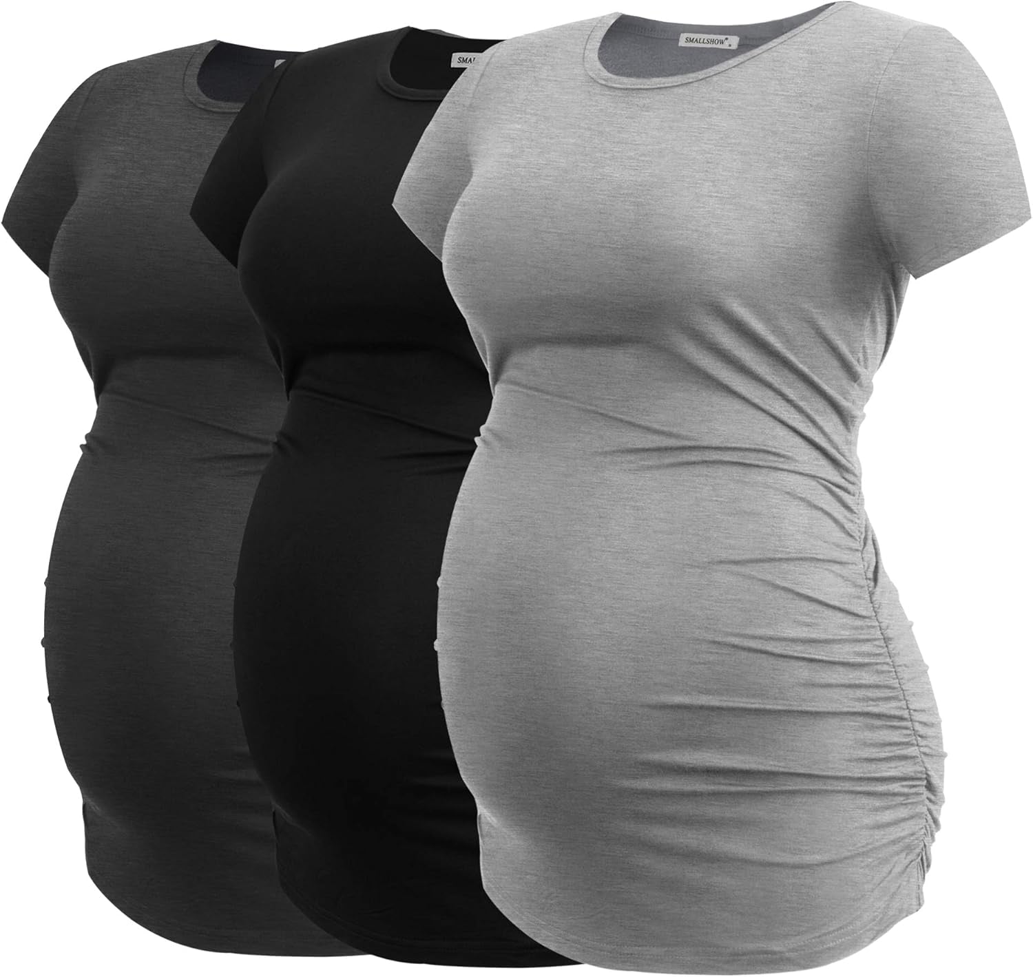 Women'S Maternity Tops Side Ruched Tunic T-Shirt Pregnancy Clothes