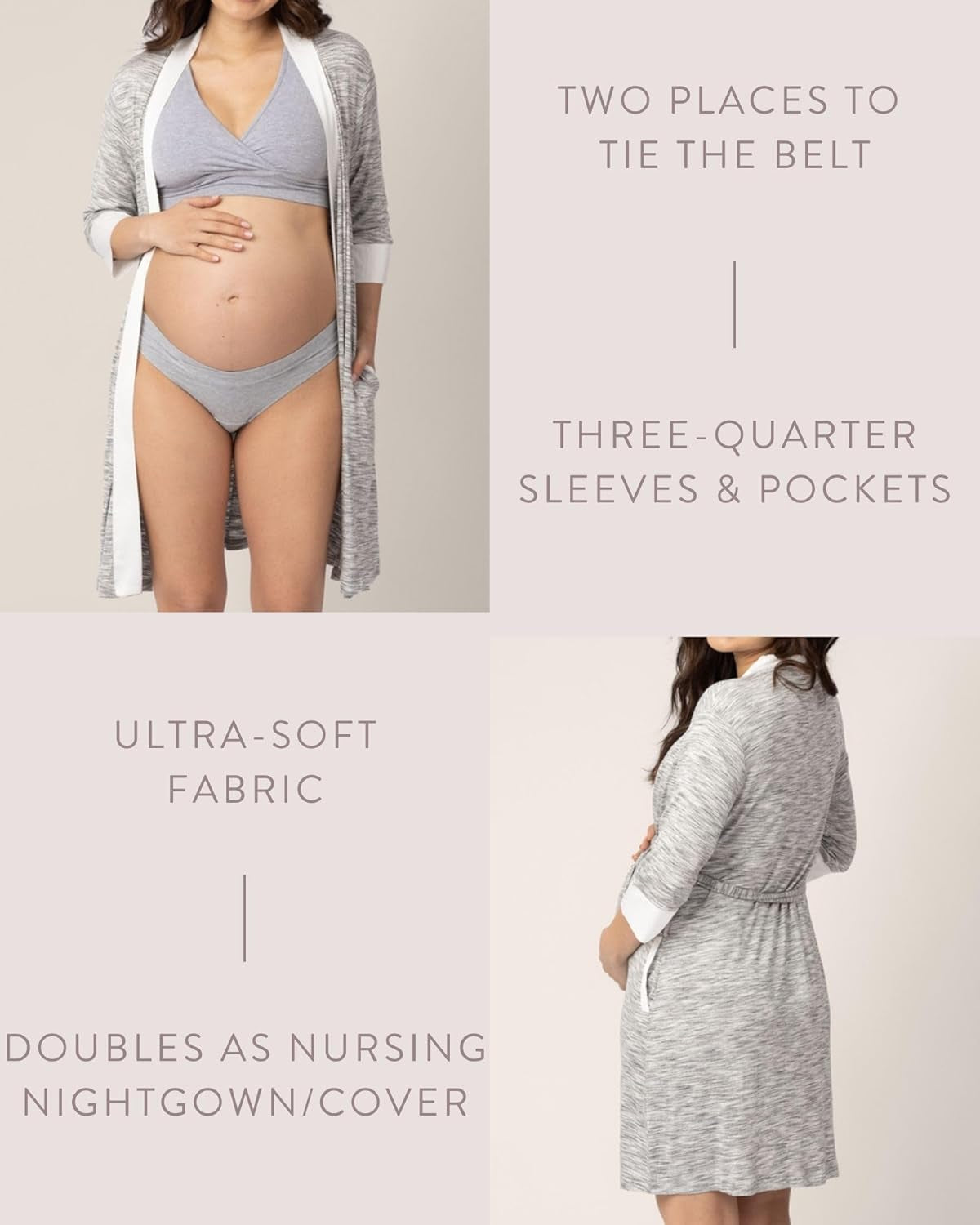 Emmaline Maternity & Nursing Robe Hospital Bag/Delivery Essential