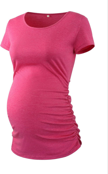 Womens Maternity Tops Short Sleeve round Neck Pregnancy Shirts 3 Packs