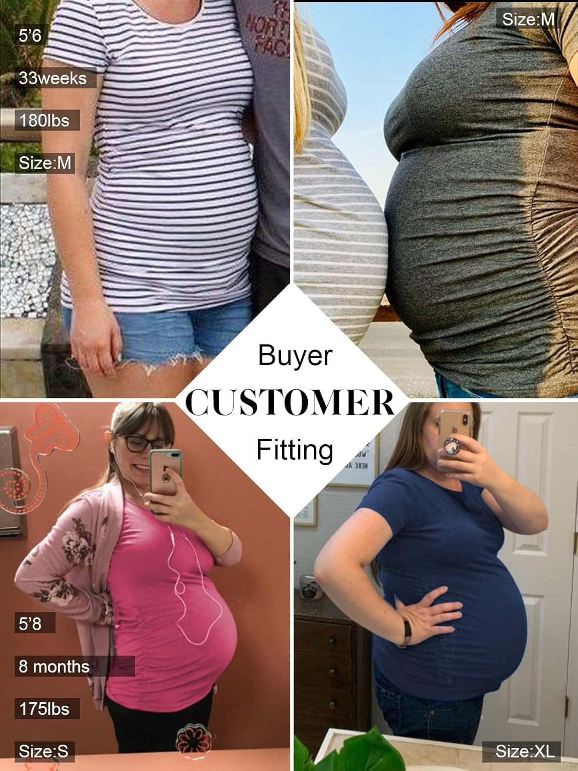 Womens Maternity Tops Short Sleeve round Neck Pregnancy Shirts 3 Packs