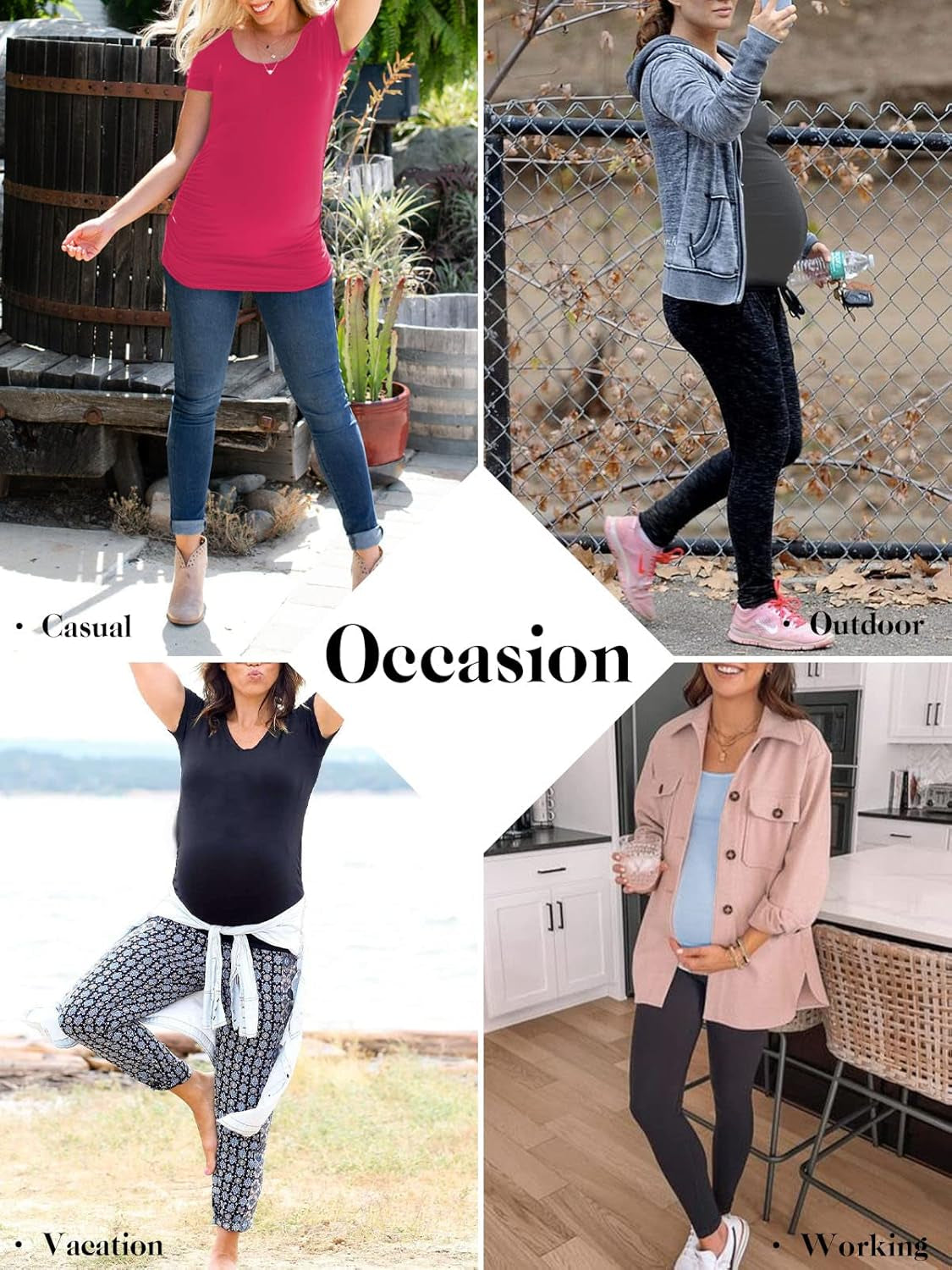 Womens Maternity Tops Short Sleeve round Neck Pregnancy Shirts 3 Packs