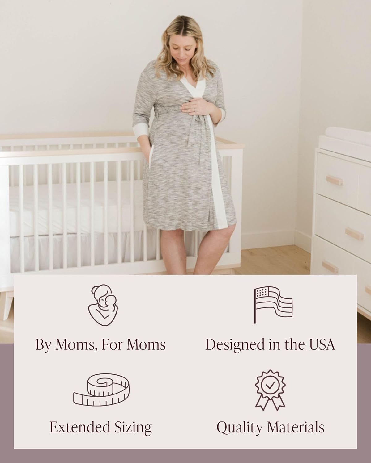 Emmaline Maternity & Nursing Robe Hospital Bag/Delivery Essential