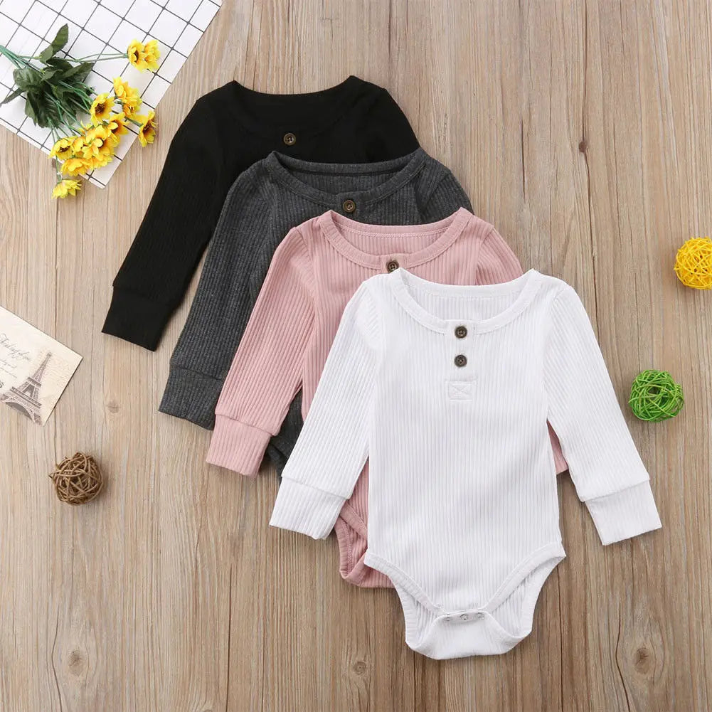 8Color ! 0-24 M Toddler Baby Girls Clothes Basic Pure Color Outfit Long Sleeve Cotton Romper Baby Solid Jumpsuit Clothing